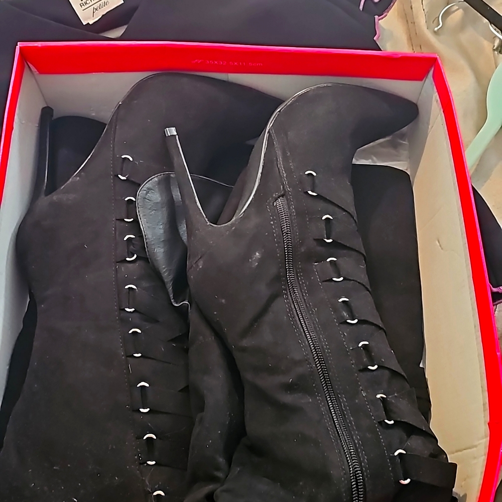 Black knee high boots